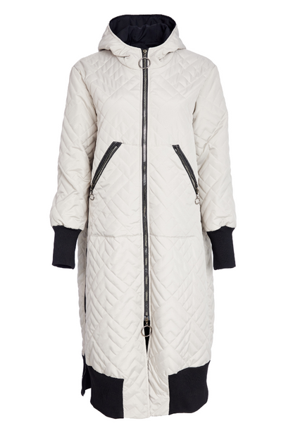 Naya Taupe/Black Padded Hooded Coat