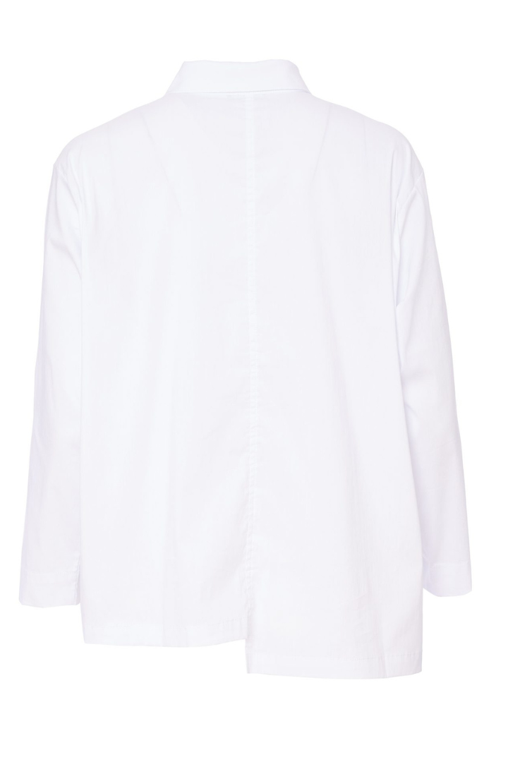 Naya White & Navy Shirt With Placement Print