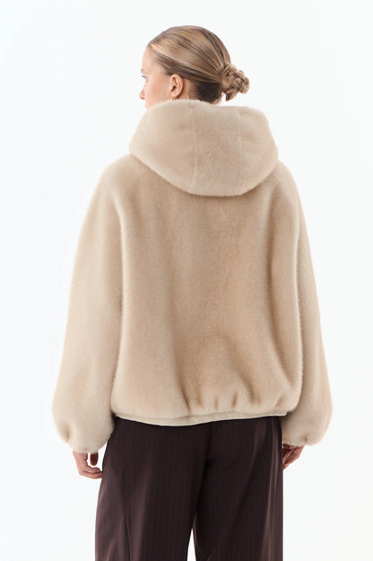 Giovanni Wayla Beige Faux Fur Jacket