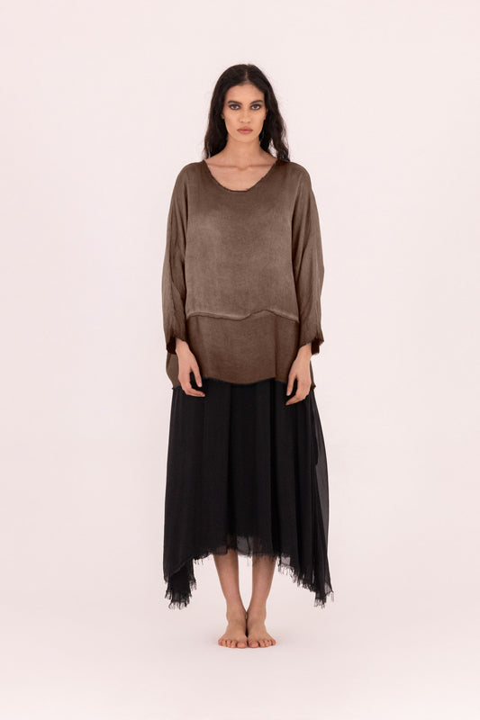Sanctamuerte Bengal Brown Batwing Top