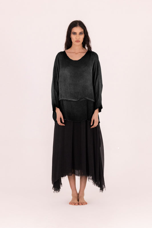 Sanctamuerte Black Batwing Top