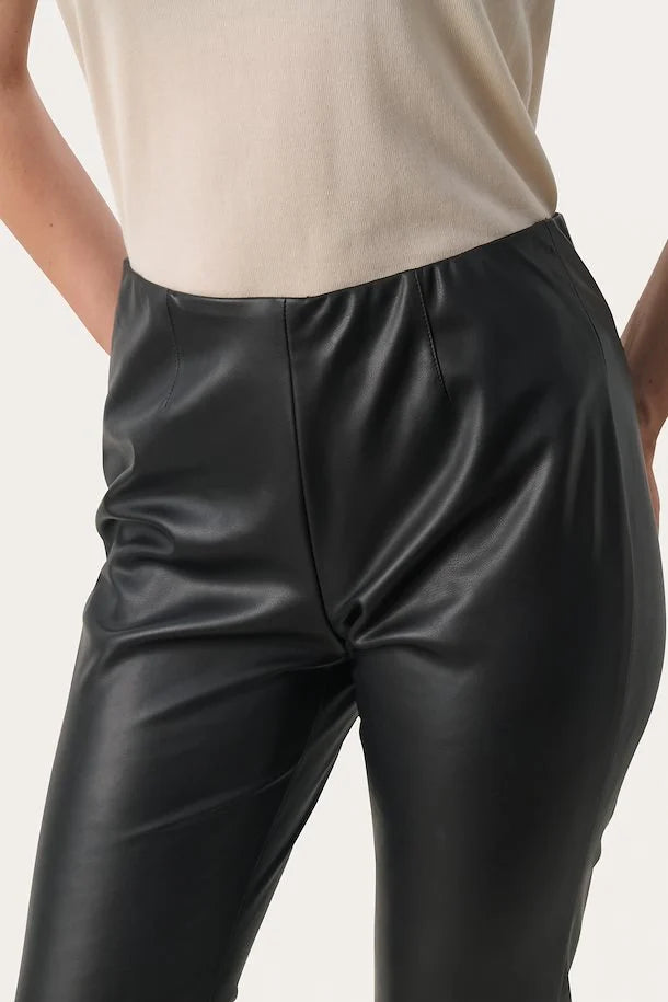 Part Two Lorenza Black Leatherette Trousers