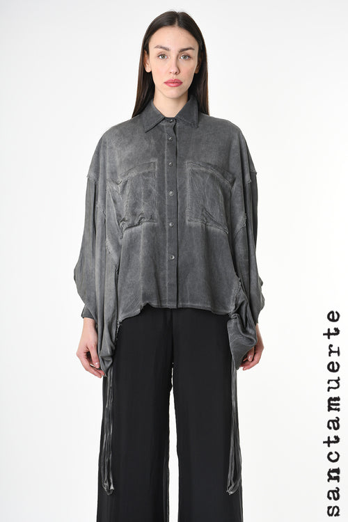 Sanctamuerte Grey Storm Batwing Sleeve Shirt