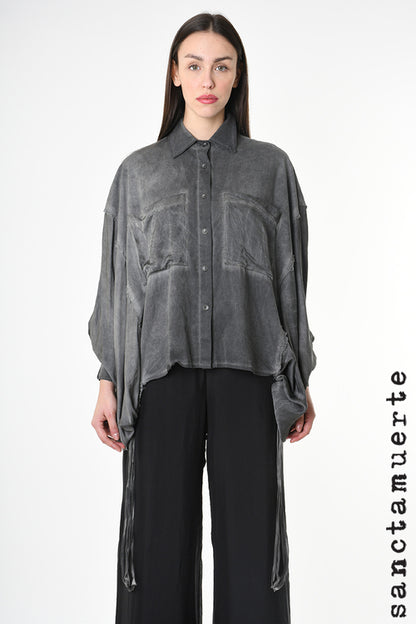 Sanctamuerte Grey Storm Batwing Sleeve Shirt