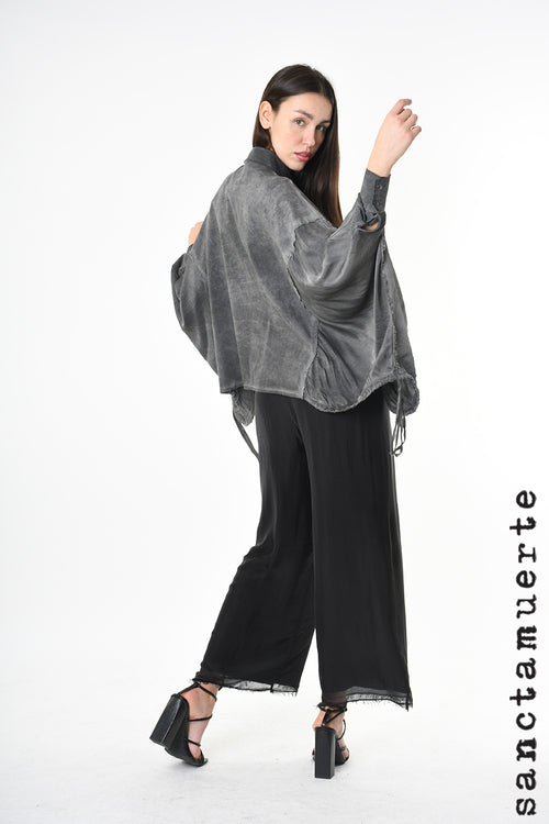 Sanctamuerte Grey Storm Batwing Sleeve Shirt