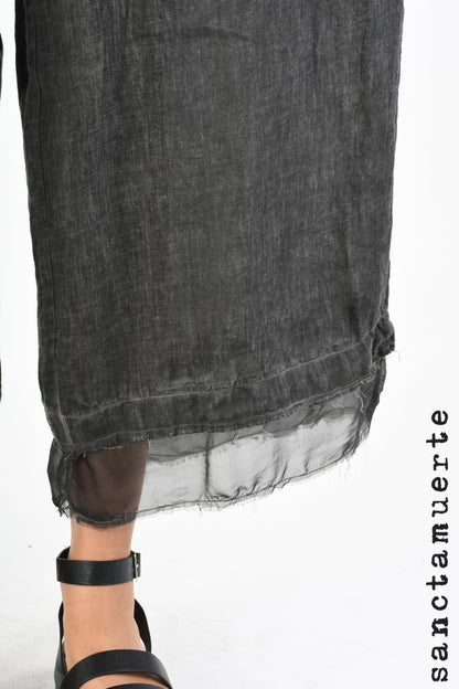 Sanctamuerte Grey Linen Wide Leg Trouser