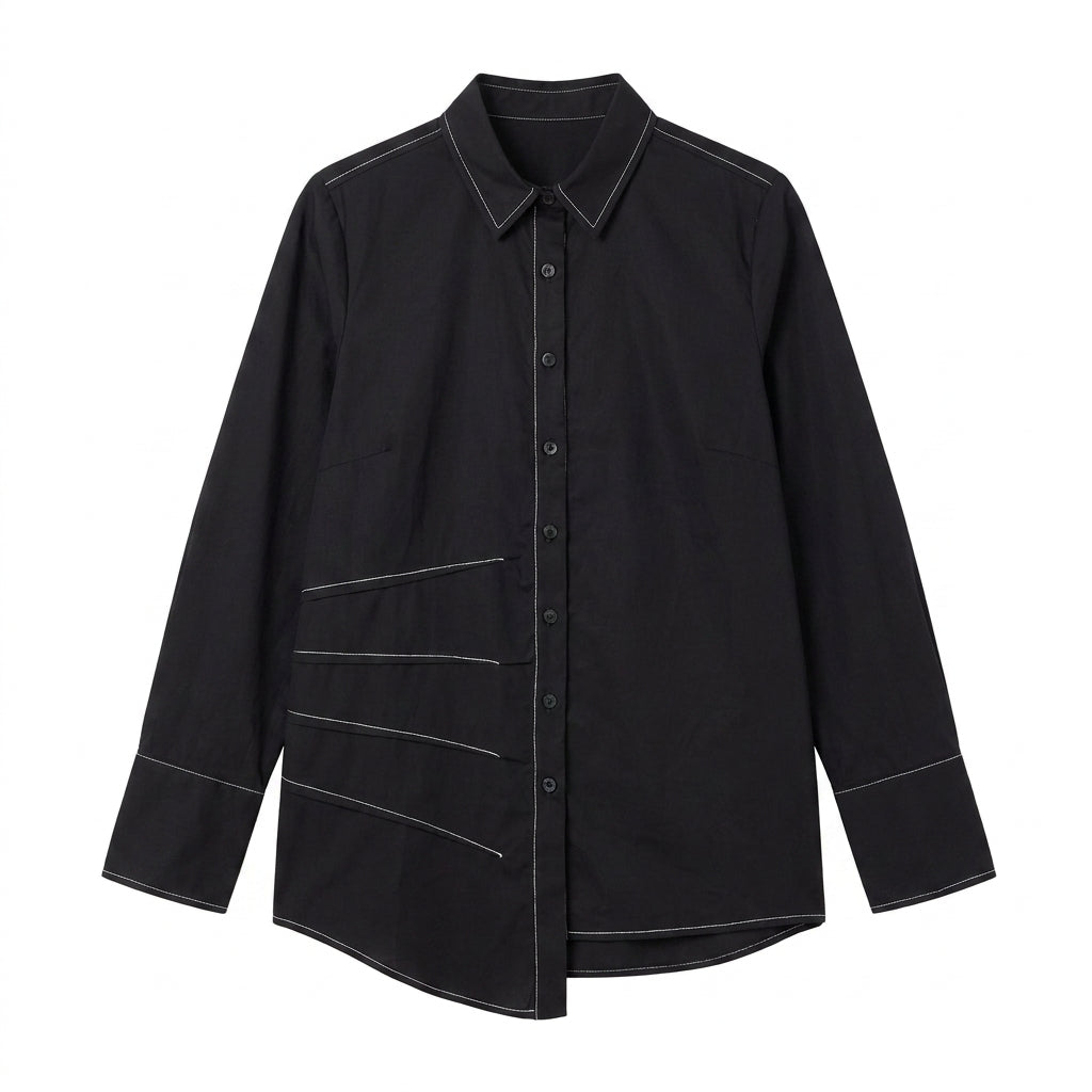 Ozai n Ku Black Contrast Seam Shirt 004