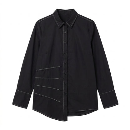 Ozai n Ku Black Contrast Seam Shirt 004