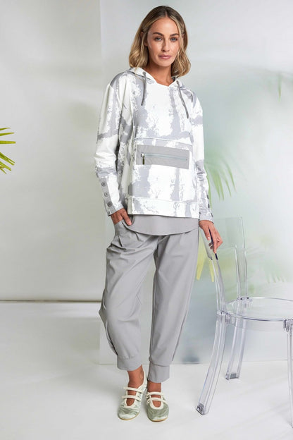 Naya Off White/Taupe Graphic Print Hoodie