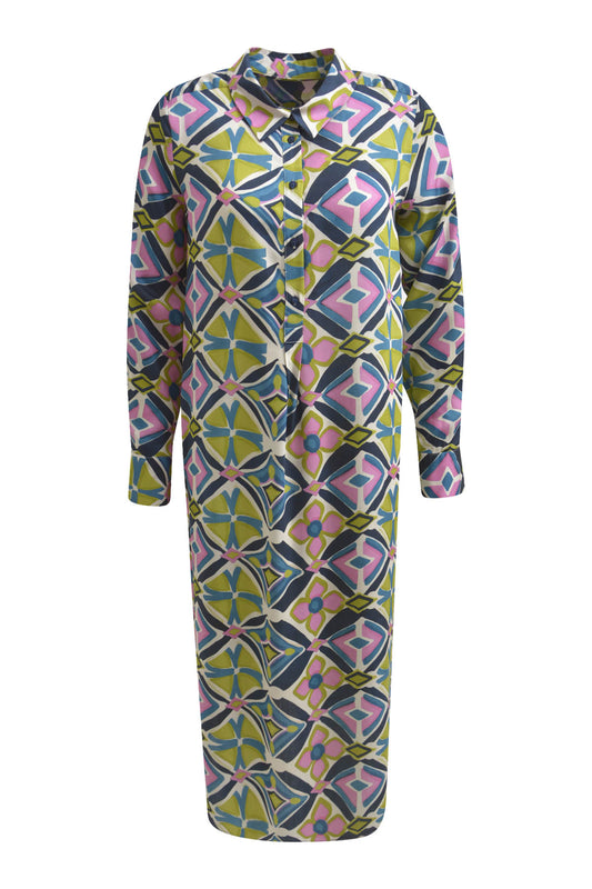 Milano Lime Print Dress with Half Placket.