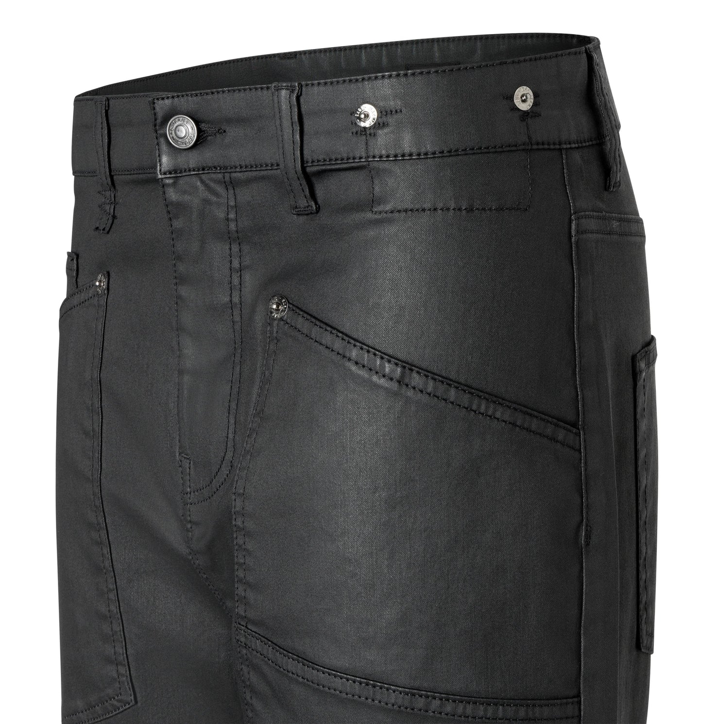 Mac Black Coated Baggy Straight Leg Jeans