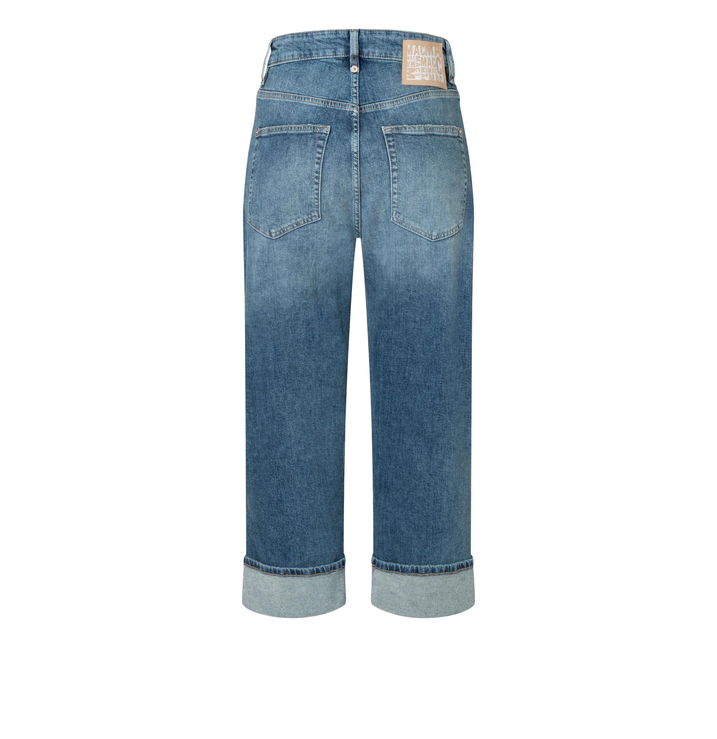 Mac Baggy Straight Distressed Blue Jeans