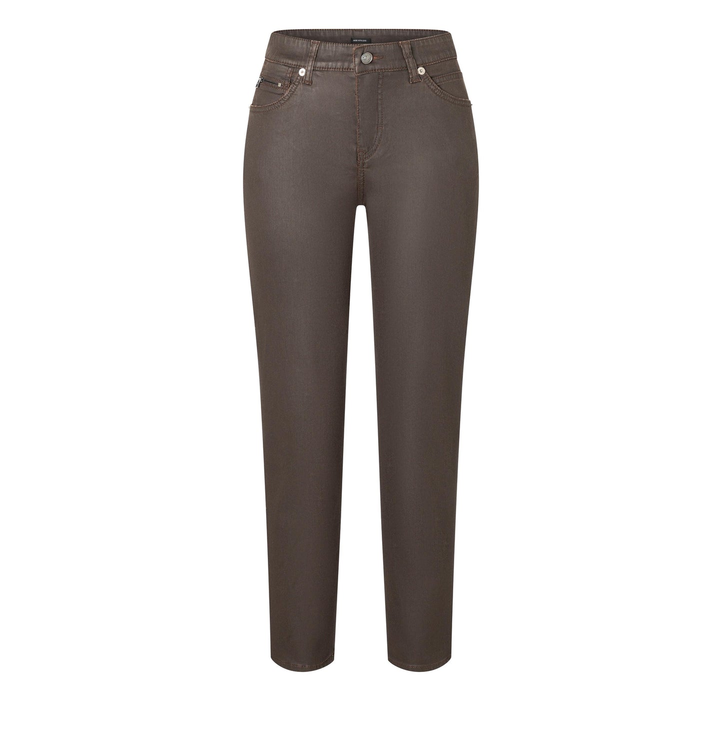 Mac Slim Truffle Brown Coated Jeans