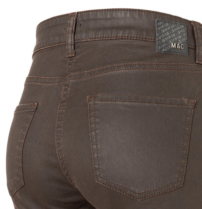 Mac Slim Truffle Brown Coated Jeans