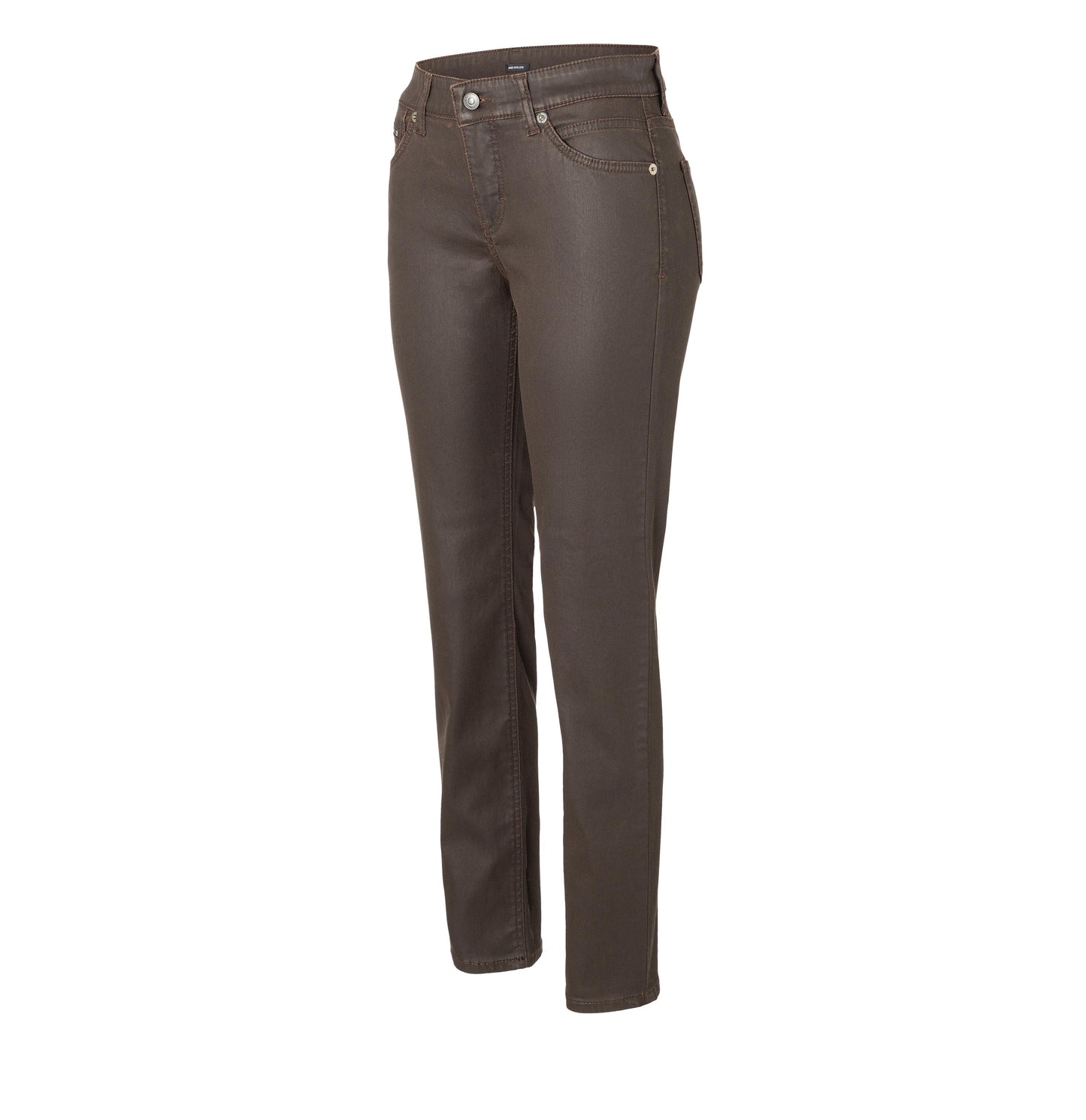 Mac Slim Truffle Brown Coated Jeans