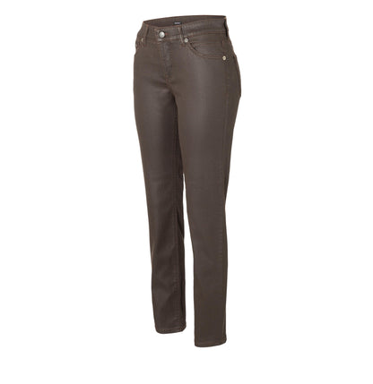 Mac Slim Truffle Brown Coated Jeans