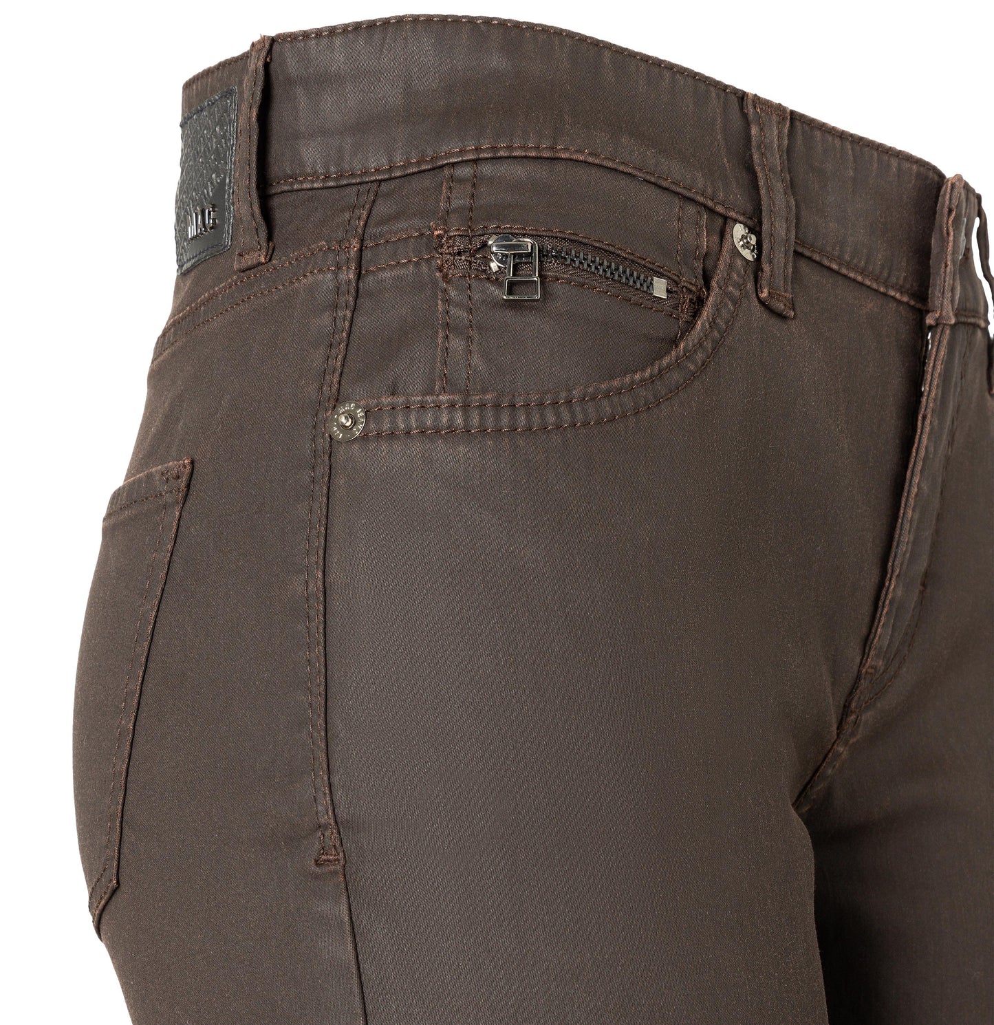 Mac Slim Truffle Brown Coated Jeans