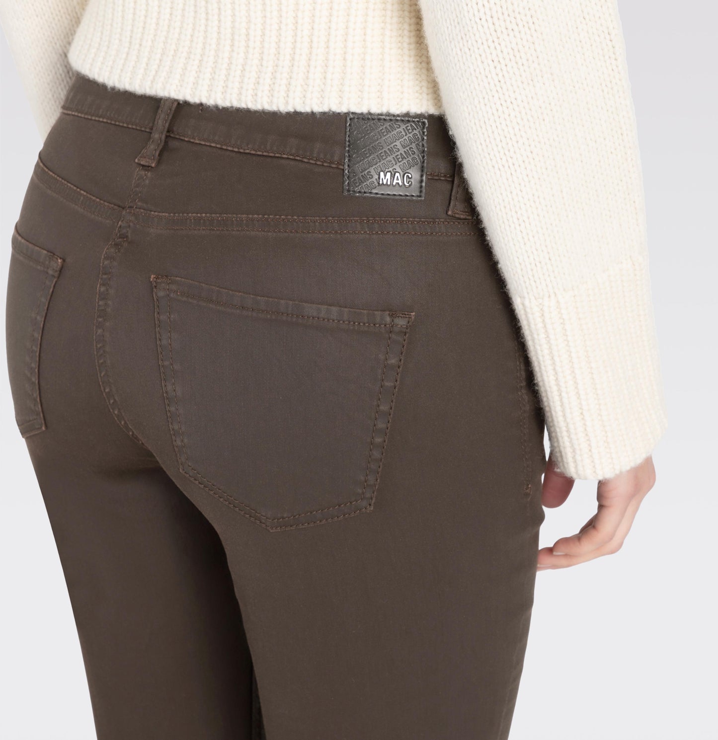 Mac Slim Truffle Brown Coated Jeans