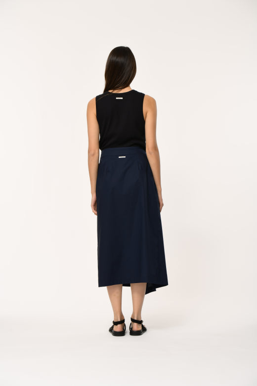 Humility LANOVA Navy Pleated Wrap Skirt