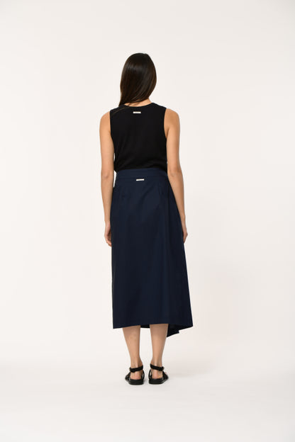 Humility LANOVA Navy Pleated Wrap Skirt