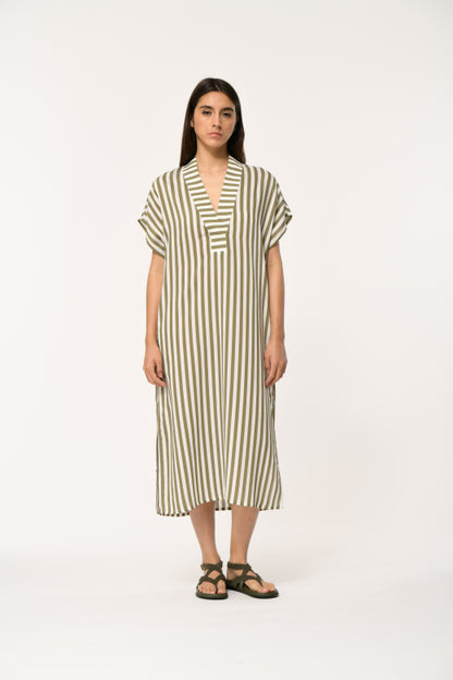 Humility BABEAT Army/Off-White Stripe Dress