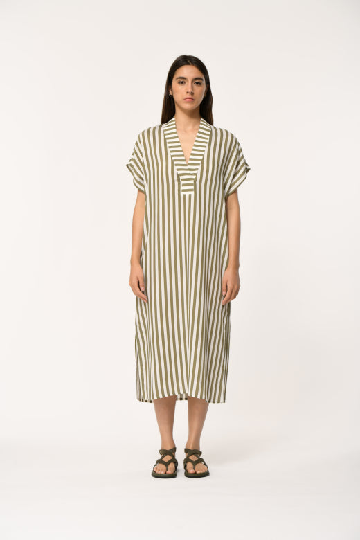 Humility BABEAT Army/Off-White Stripe Dress