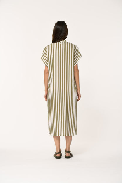 Humility BABEAT Army/Off-White Stripe Dress