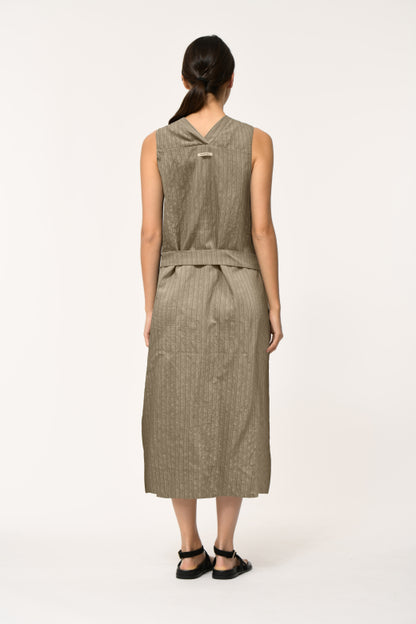Humility BRITANY Taupe Stripe Sleeveless Dress