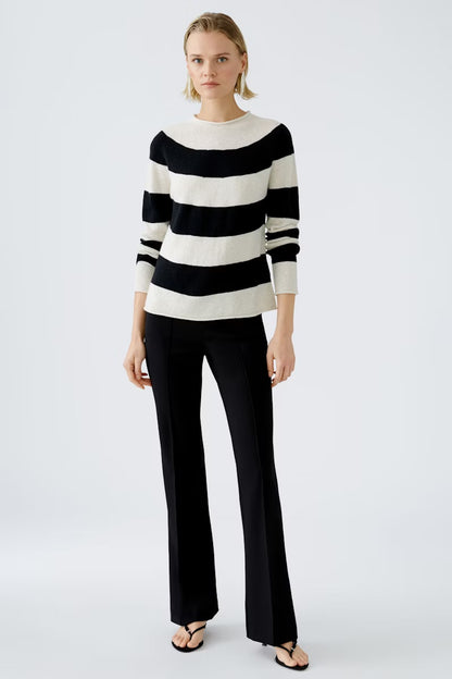 Oui Black & Off White Stripe Jumper