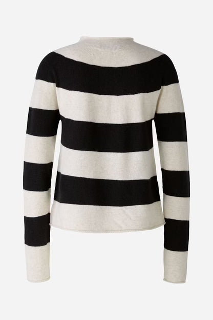 Oui Black & Off White Stripe Jumper