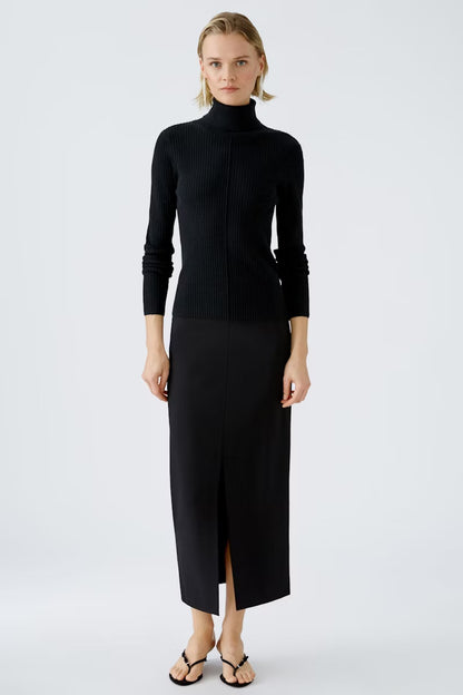 Oui Black Fine Knit Turtleneck