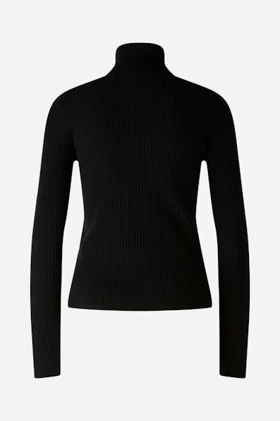 Oui Black Fine Knit Turtleneck