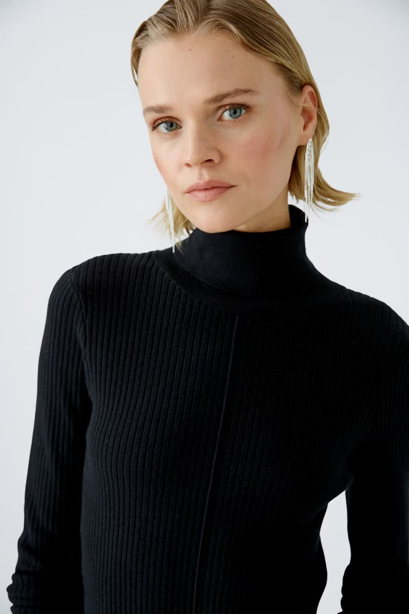 Oui Black Fine Knit Turtleneck