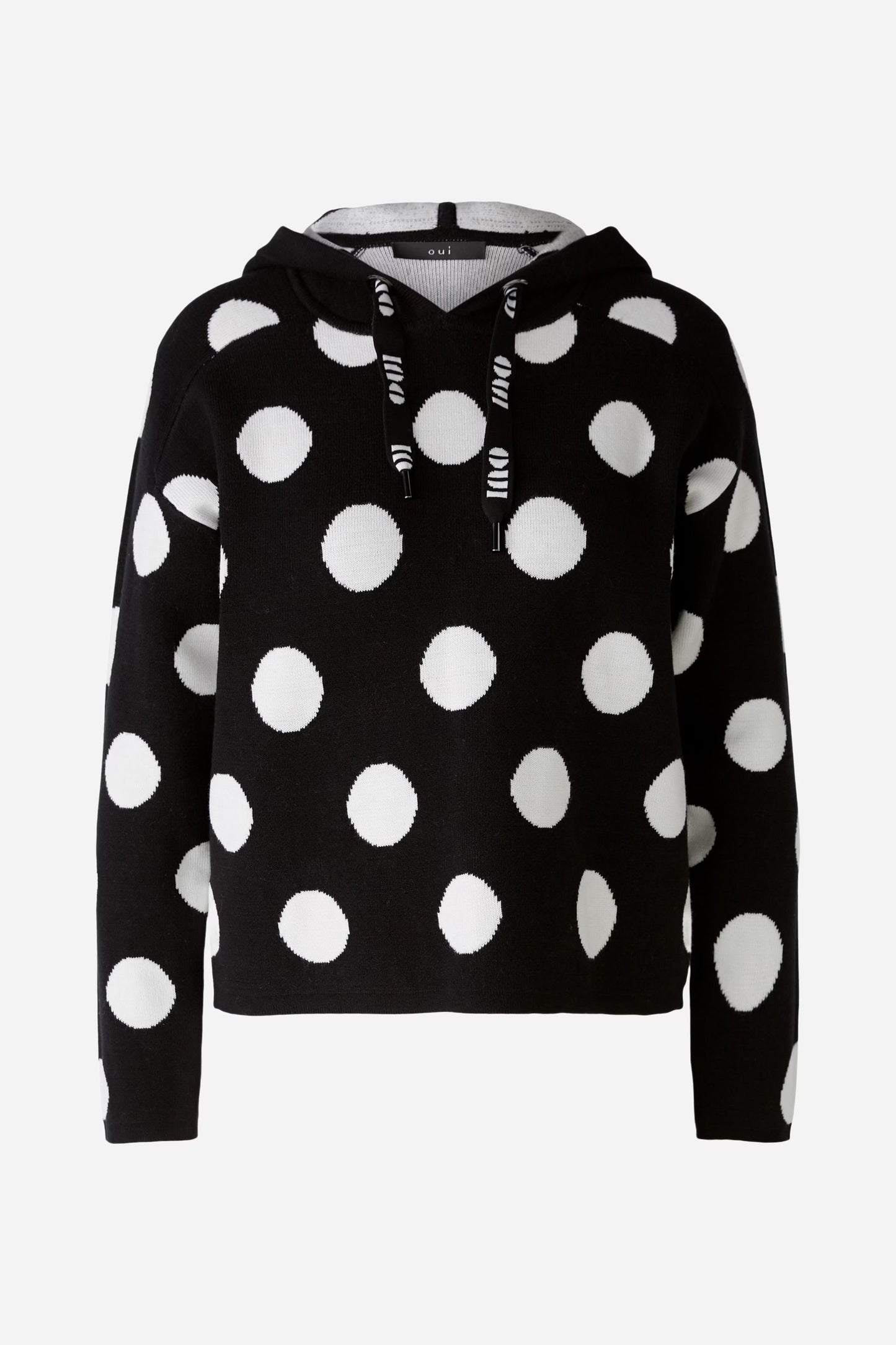 Oui Black & White Spot Cosy Hoodie