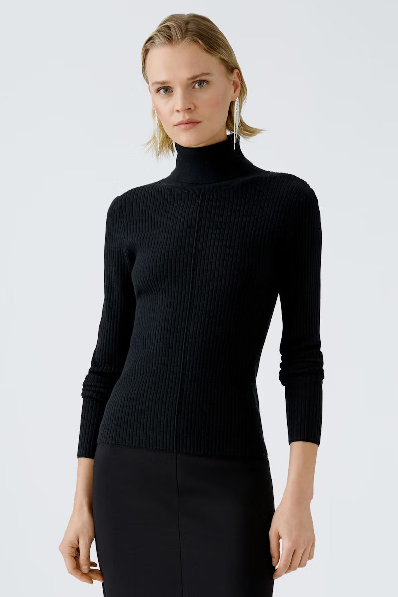 Oui Black Fine Knit Turtleneck