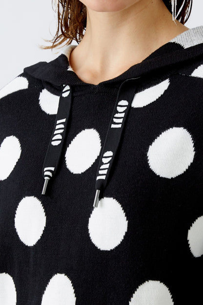 Oui Black & White Spot Cosy Hoodie