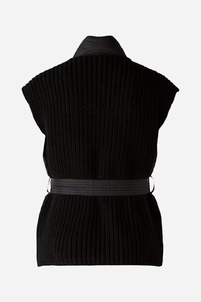 Oui Black Puffa Tie Waistcoat